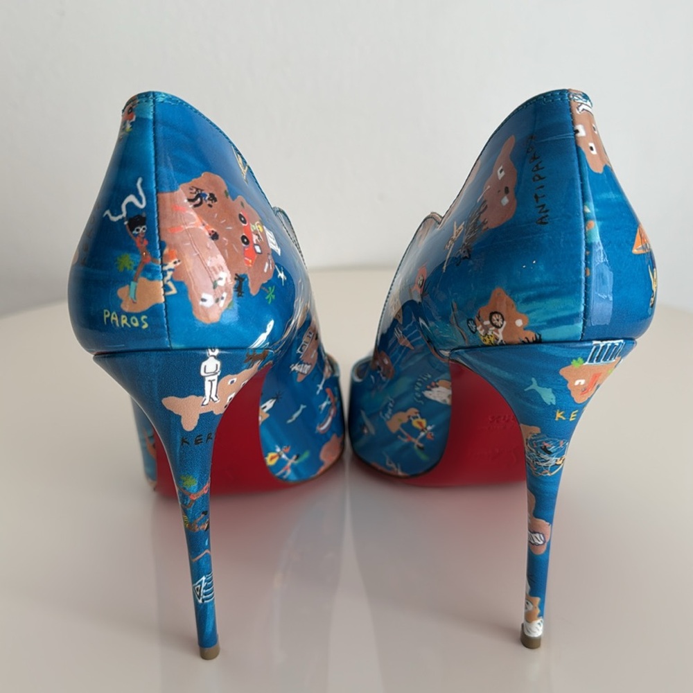 Christian Louboutin *NEW* Blue Patterned Women's Heels- Size 39.5 - Picture 8 of 13